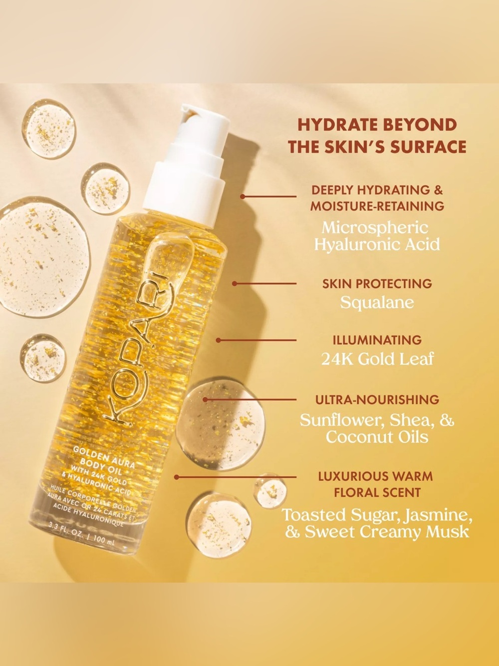 ✨ KOPARI Golden Aura Body Oil w/ 24K Gold + Hyaluronic Acid | NEW IN BOX ✨ - Picture 9 of 11